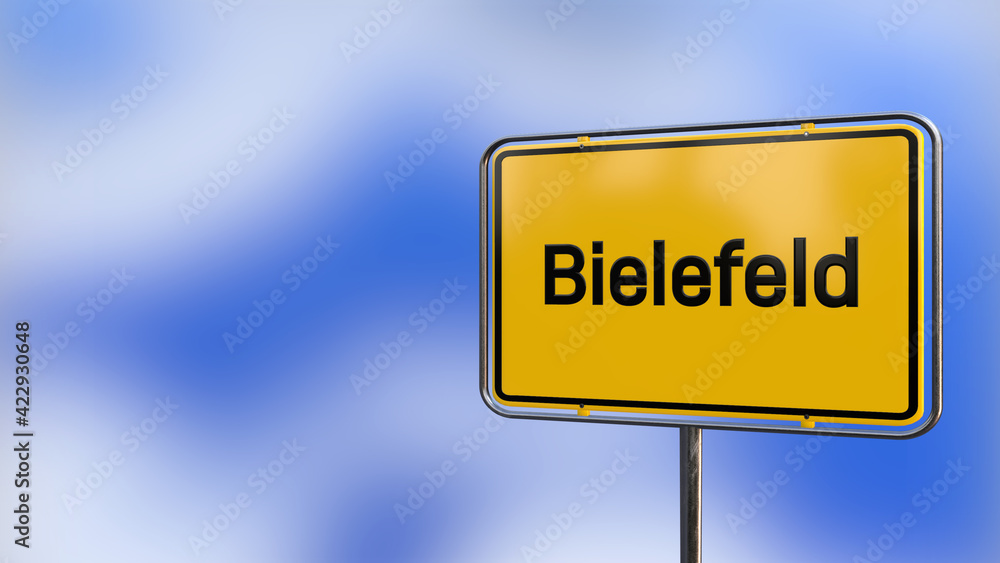 City of Bielefeld realistic 3D yellow city sign illustration.