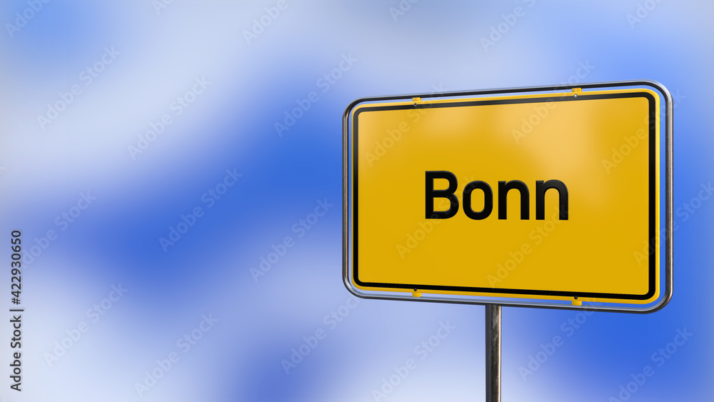 City of Bonn realistic 3D yellow city sign illustration. City of Bonn realistic 3D yellow city sign illustration.