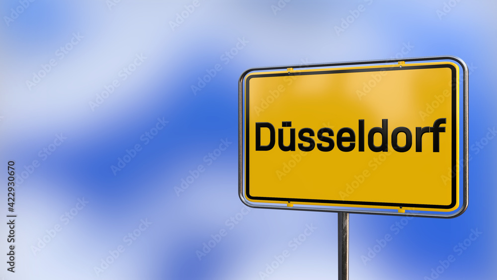 City of Duisburg realistic 3D yellow city sign illustration.