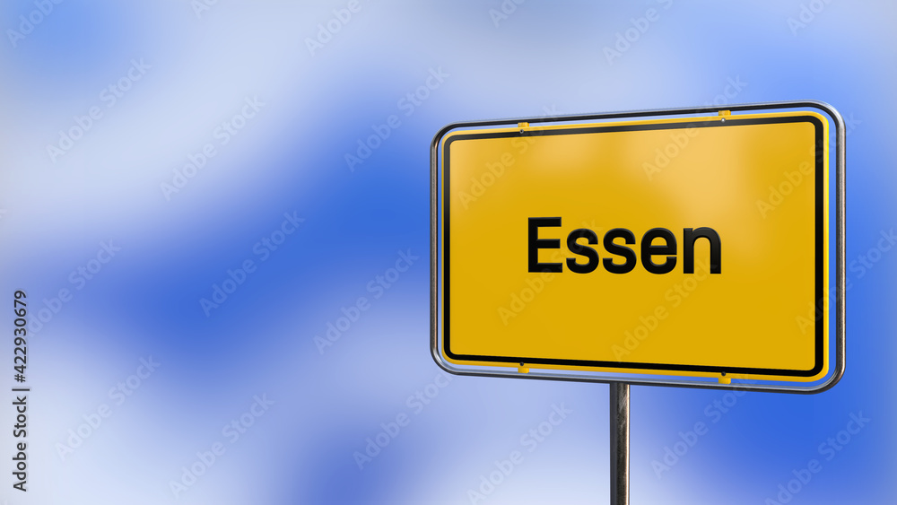 City of Essen realistic 3D yellow city sign illustration. City of Essen realistic 3D yellow city sign illustration.
