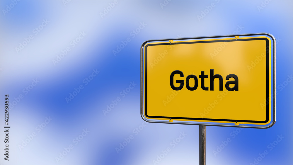 City of Gotha realistic 3D yellow city sign illustration. City of Gotha realistic 3D yellow city sign illustration.