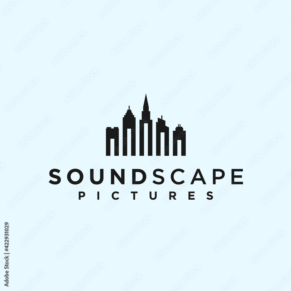 abstract city logo. music icon