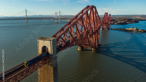 A view of a train traveling over the Forth Rail Bridge in South Queensferry...Credit: Euan Cherry photo