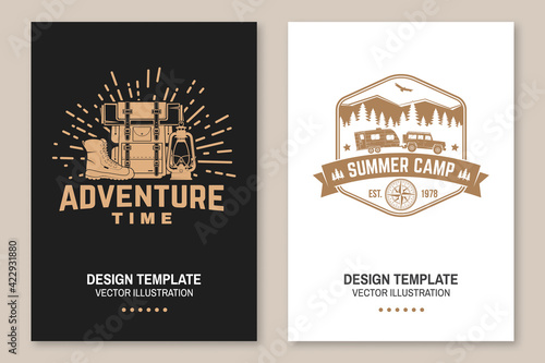 Adventure time flyer, brochure, banner, poster. Vector.