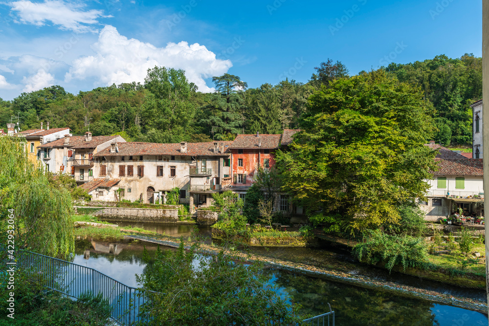 Typical views of the village of Polcenigo. At the source of the Livenza