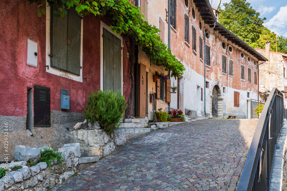 Fototapeta premium Typical views of the village of Polcenigo. At the source of the Livenza
