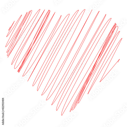 Fototapeta Naklejka Na Ścianę i Meble -  Hearth shape with scribble, doodle style