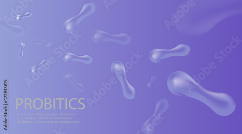 Probiotics Bacteria Vector illustration. Biology, Science background. Microscopic bacteria closeup.