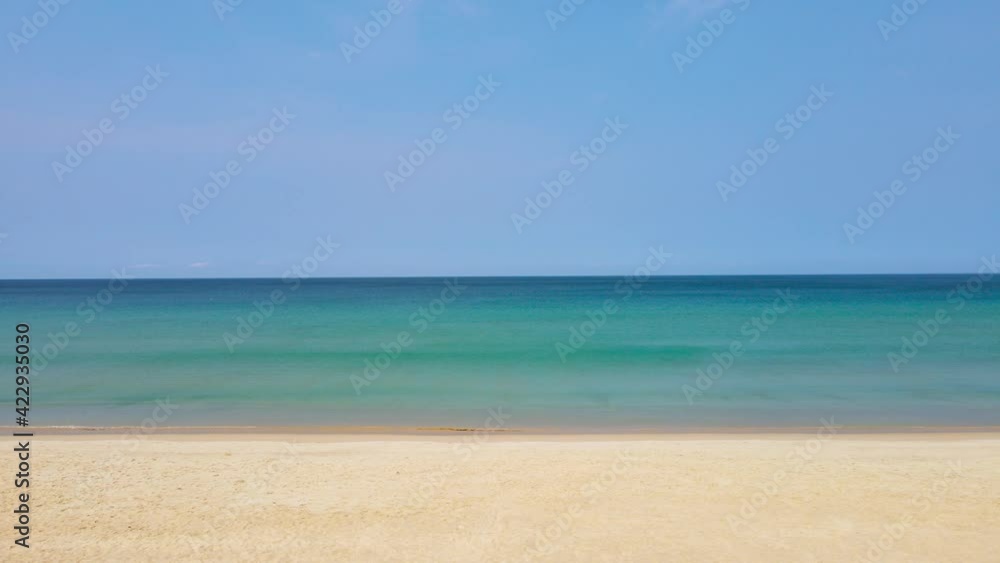 Phuket beach sea sand and sky. Landscape view of beach sea in summer day. Beach space area. At Karon Beach, Phuket, Thailand. On 02 April 2020. 4K UHD. Video Clip. Nature and travel concept. Phuket beach sea sand and sky. Landscape view of beach sea in summer day. Beach space area. At Karon Beach, Phuket, Thailand. On 02 April 2020. 4K UHD. Video Clip. Nature and travel concept.