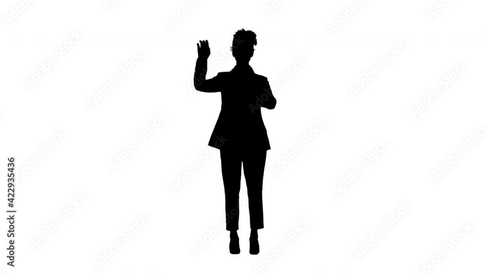 Silhouette Young black lady looking at a virtual screen. Silhouette Young black lady looking at a virtual screen.