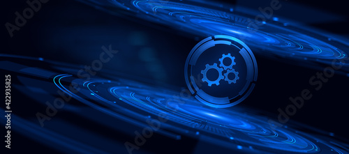 Automation Business process workflow optimisation. RPA Innovation technology. Gears Cogwheel