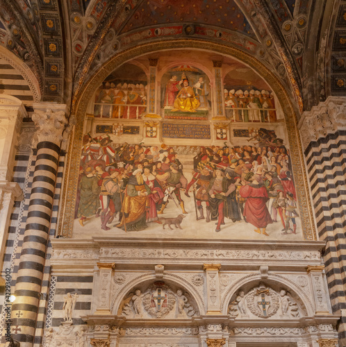 Frescoes in Piccolomini Library in Siena Cathedral