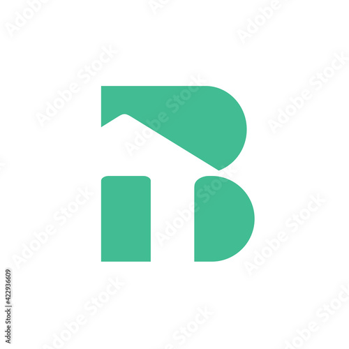 Letter B house logo design, home business symbol, real estate icon, construction building concept