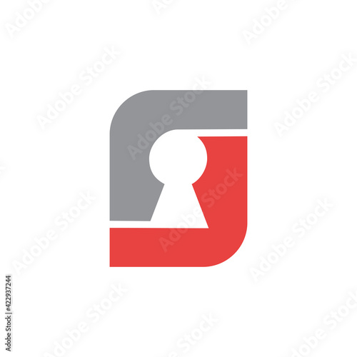 Door key hole logo design, flat keyhole icon, security lock symbol - Vector
