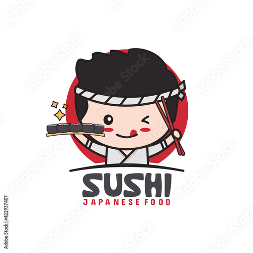 mascot logo template for sushi food