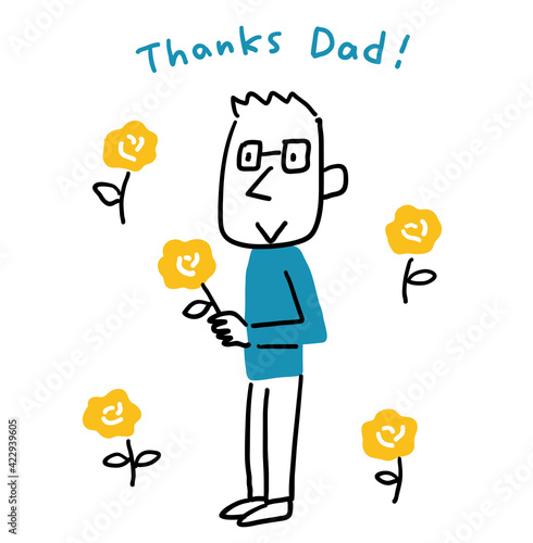 Wallpaper Mural 父の日で黄色いバラを持って立っているお父さん Torontodigital.ca