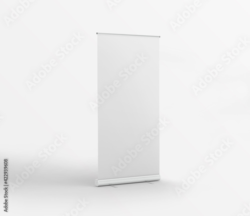 white plain roll up stand banner on isolated background
 photo