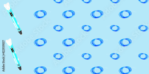 Seamless pattern zd of the handle and spare wheel for it on a blue