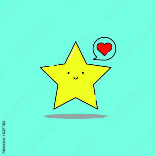Cute star hwith love icon illustration. modern simple vector icon, flat graphic symbol in trendy flat design style.