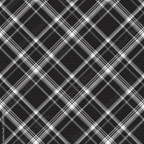 Black and White Chevron Plaid Tartan textured Seamless Pattern Design