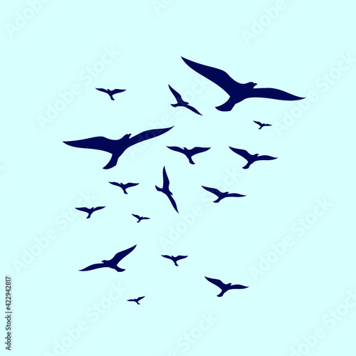 bird fly in formation simple design