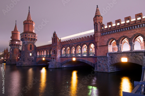 Oberbaum bridge historical architecture in Berlin Germany © khalid