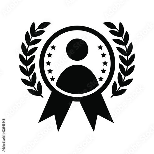 Employee of the month vector icon. talent award illustration sign. outstanding achievement symbol. winner logo. 
first place winner symbol. reward for good work. successful person. accomplishment cele