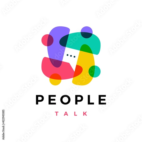 people family together human unity chat bubble logo vector icon illustration photo