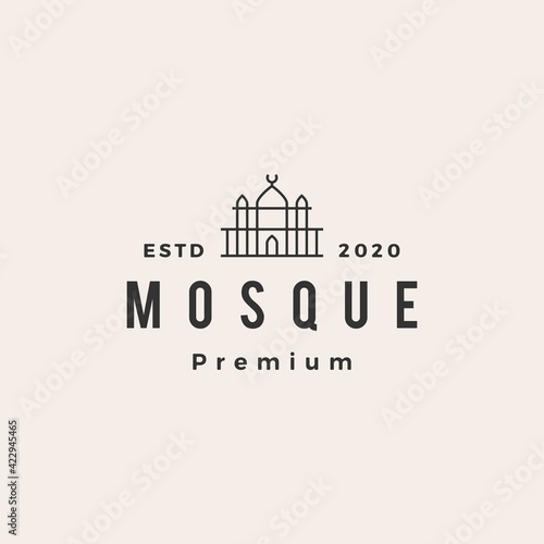 mosque hipster vintage logo vector icon illustration