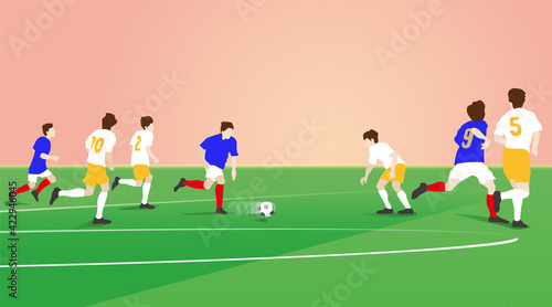 Soccer Dribble in the match. Vector