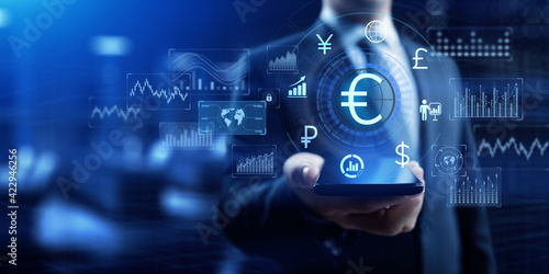 Euro sign currency exchange forex trading business concept photo
