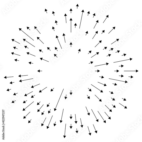 Arrows pointing outwards for dilation, bulge, distend concepts