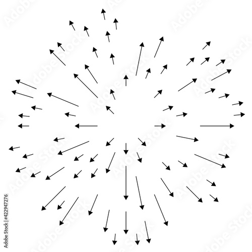 Arrows pointing outwards for dilation, bulge, distend concepts