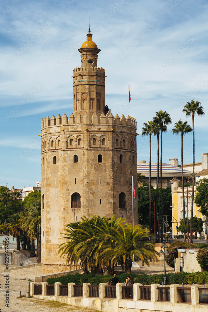 First plane of the Golden Tower in Seville, Spain