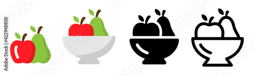 Apple, pear fruits basket icon vector illustration.