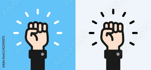 Power fist up icon vector illustration. Revolution concept.
