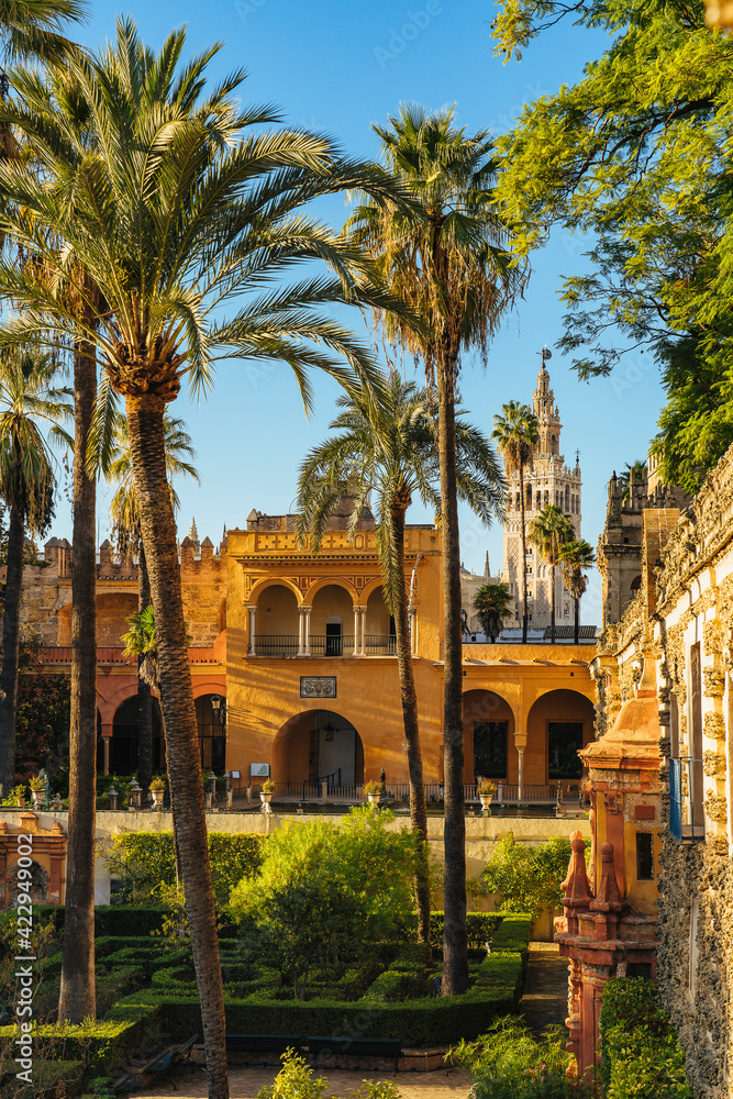 Royal Alcazar Gardens in Seville, Jardines Real Alcazar en Sevilla Photos |  Adobe Stock