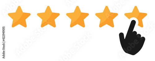 Customer giving five star rating vector icon illustration on white background.