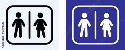 Toilet and restroom sign icon. Male, female symbol vector illustration.