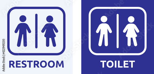 Toilet and restroom sign icon. Male, female symbol vector illustration.