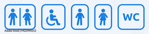 Set Restroom Symbol Toilet Sign Isolated Vector Illustration.