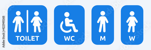 Male, Female, Handicap toilet sign vector illustration 
