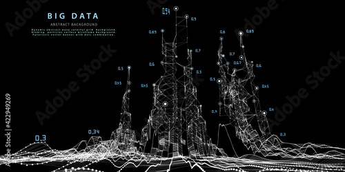 Abstract analytical background with polygonal grid  analyze  data.  Analytics algorithms data. Big data. Quantum cryptography concept.   Banner for business, science and technology. Data chart.