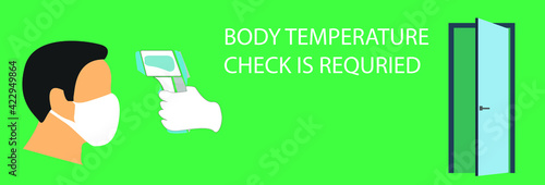 Check body temperature before entering public area to fight against coronavirus in flat style, COVID-19 strategy
