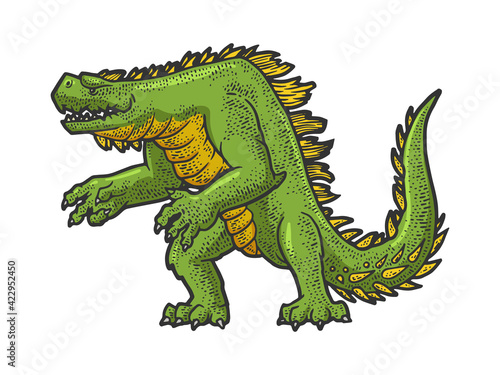 Cartoon dinosaur monster sketch raster