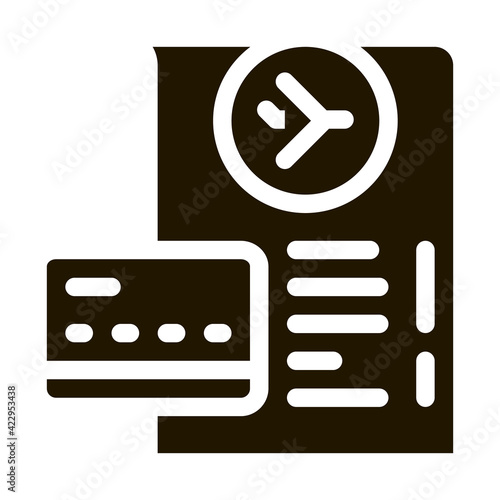 card for payment and check in duty free icon Vector Glyph Illustration