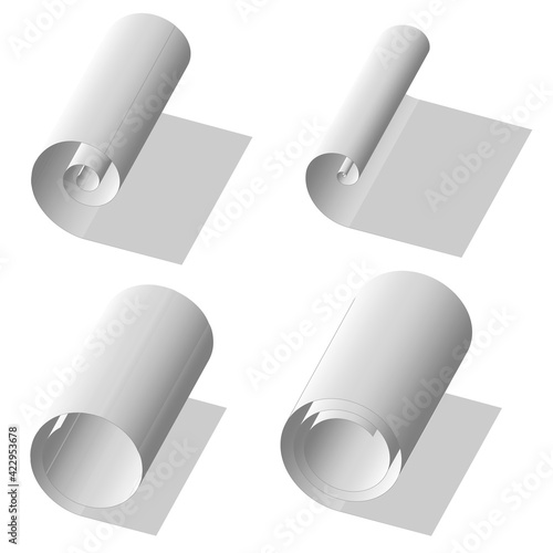Paper, cloth material roll set of 4