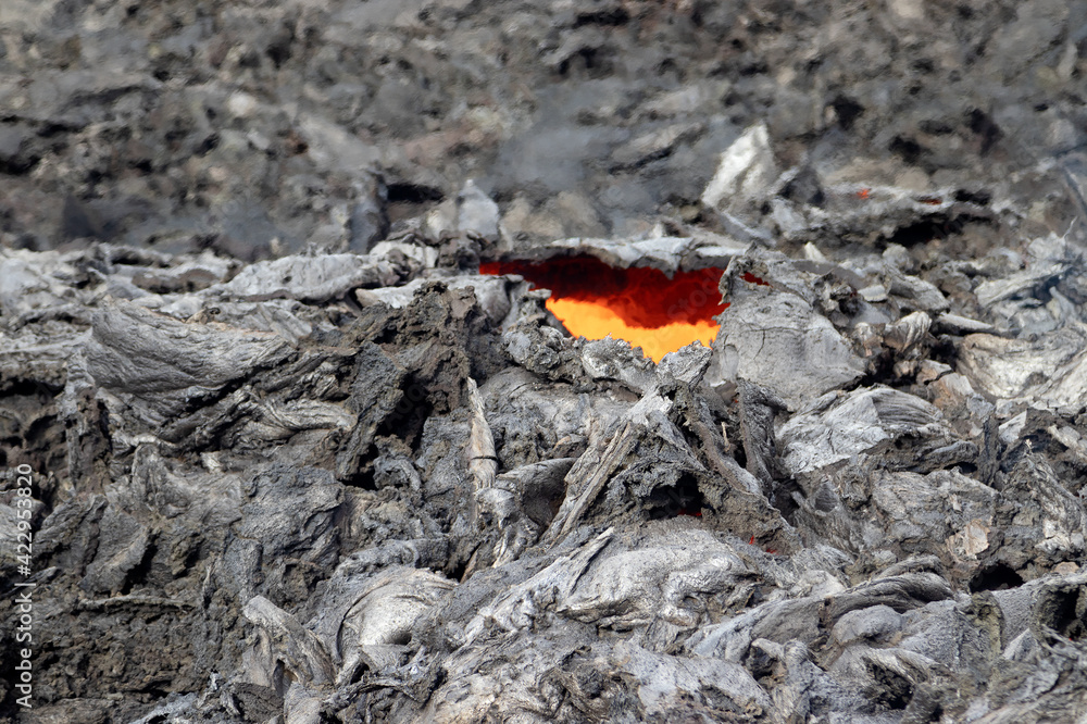 Texture of volcanic lava. Volcano eruption at Fagradalsfjall, Iceland. Texture of volcanic lava. Volcano eruption at Fagradalsfjall, Iceland.