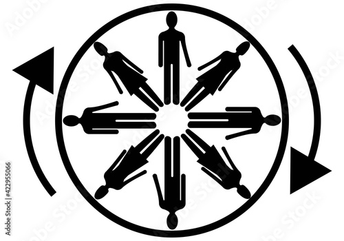 La rueda de la energía que crean las personas cuando trabajan en equipo