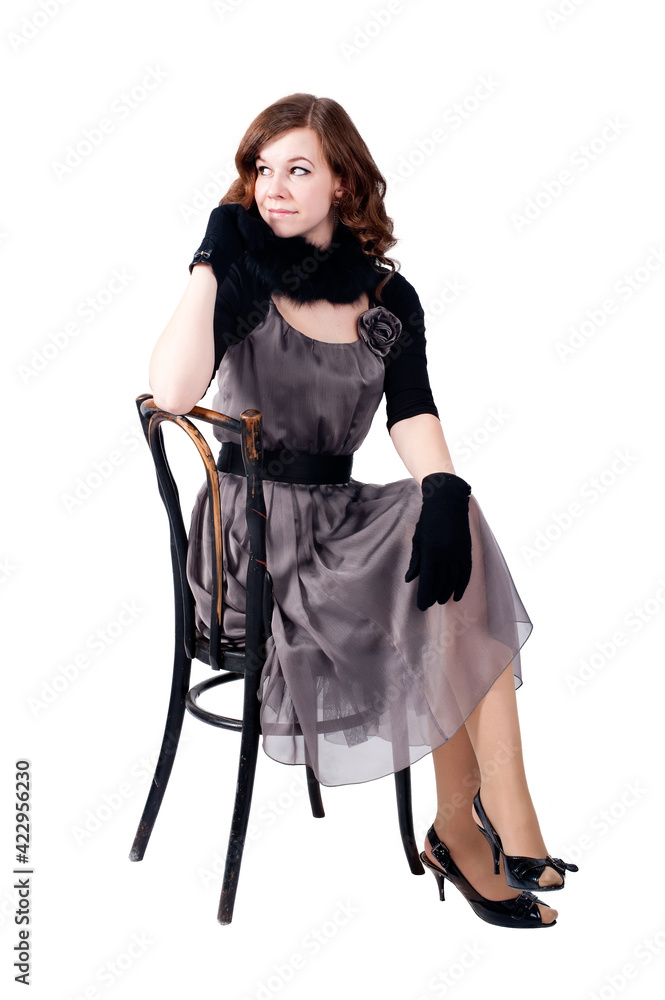Fototapeta premium Pretty woman on chair